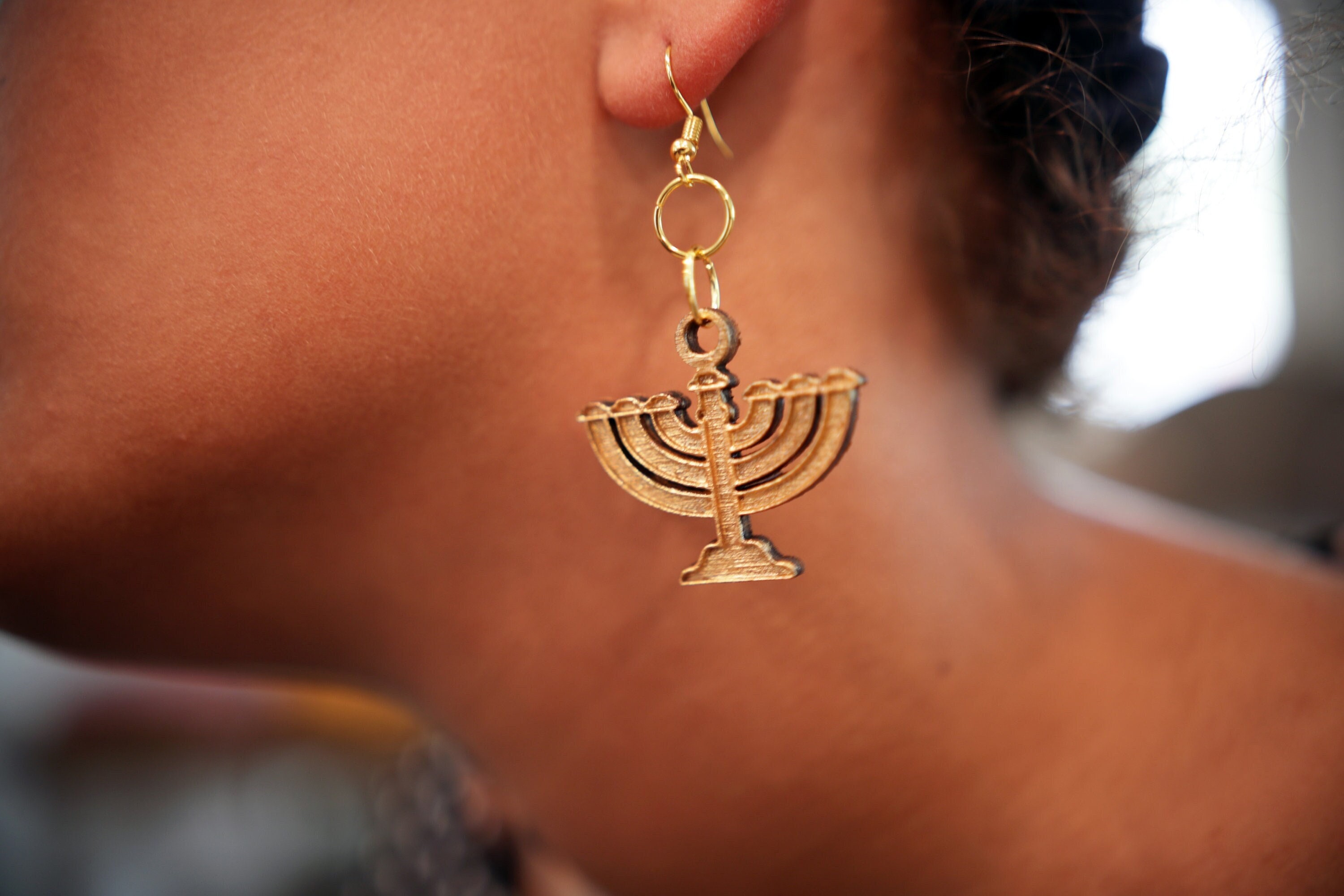 Hebrew Israelite Brass/Walnut Mini 7 Candle Stick Menorah Of Israel