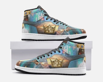 Custom Hebrew Israelite Men's Women's Last Days With Oil Paints Painting High Top Leather Sneakers