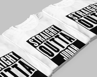 Hebrew Israelite "Straight Outta" Themed Men and Women Drop Tail & Heavy Weight Urban T-Shirt add FringesArtwork