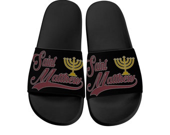 Hebrew Israelite Men's St. Matthew Black Slides