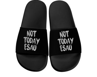 Hebrew Israelite Men's "Not Today Esau" Slide Sandals - Black