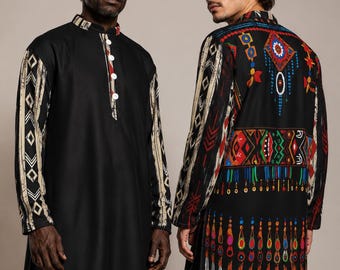 Hebrew Israelite Tribal Print Long Shirt - Judaica Apparel