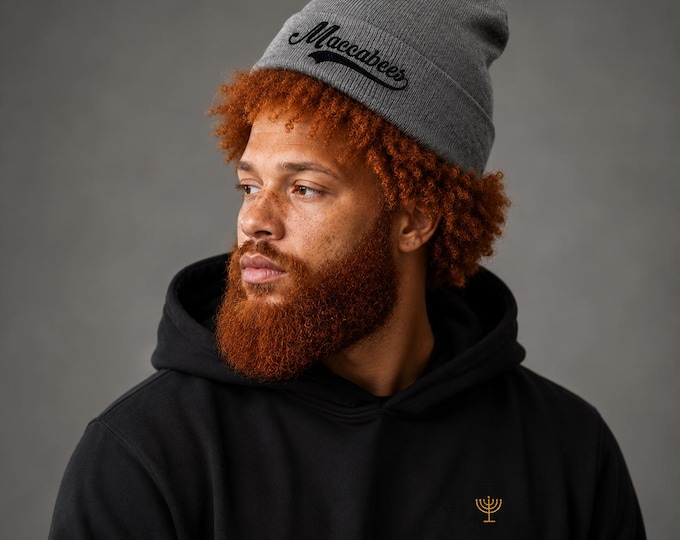 Featured listing image: Hebrew Israelite HOJC Maccabees Embroidered Knit Beanie  One Size Fits Most Judaica apparel