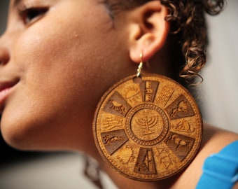 Hebrew Israelite 12 Tribes of YASHARAHLA/Single Sided Israel Earrings Gift For Her Jewelry