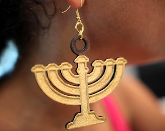 Hebrew Israelite 12 Tribes 7 Branch Menorah/Single Sided Israel Earrings Gift For Her Jewelry Judaica apparel