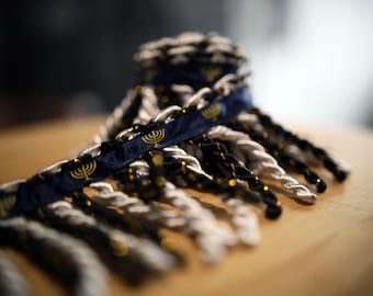 Rare Cosmic Electrum Fringe With Navy Blue Ribbon israelite fringes for sale
