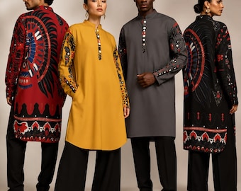 Hebrew Israelite Tribal Print Long Shirt - Judaica Apparel