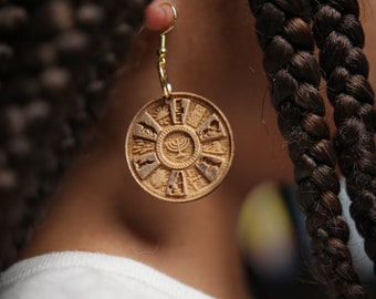 Hebrew Israelite Walnut Mini 12 Tribes Of Israel Earrings Gift For Her Jewelry