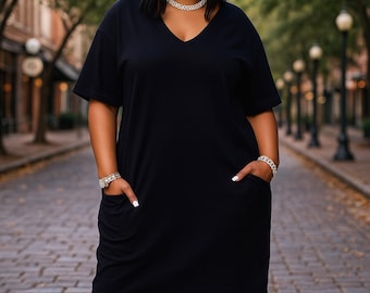 Hebrew Israelite Ahchwath Sister Women'S V Neck Short Sleeve Dress|Plus Size
