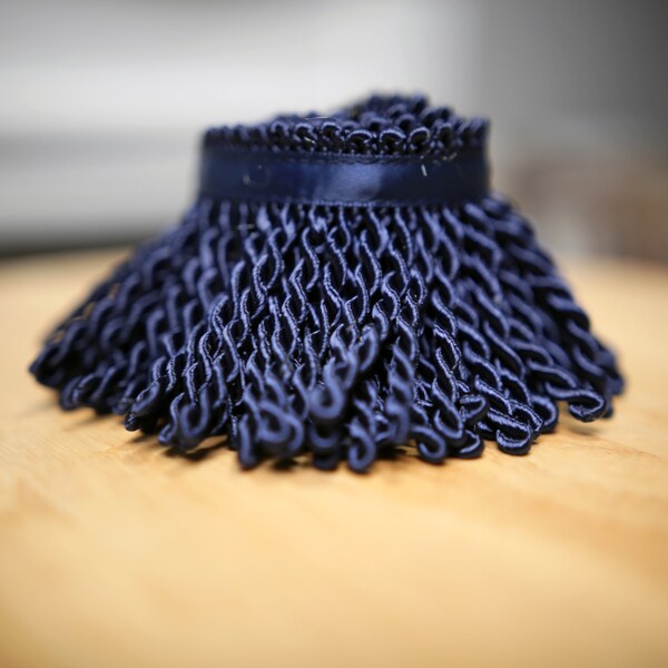 Premium Dark Navy Bullion Fringe with Navy Border of Blue - israelite fringes for sale