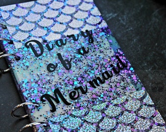 Diary of a Mermaid/ Resin Cover Journal/ Refillable Mermaid Journal/ Mermaid Resin Notebook Cover