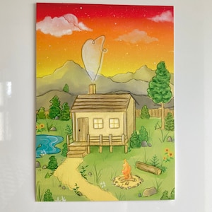 Quiet Cabin - A5 illustration print, wall art, house picture