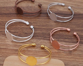 5pcs brass Bezel bracelet Blanks Settings Antique bronze, silver, rose gold, gold, k white 18mm Bezel bracelet Base, bracelet trays
