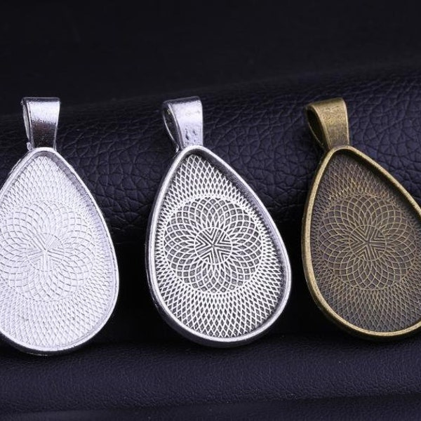 20X30mm Tear Drop Trays-Cabochon Réglage-Pendant Blank-Pendant Trays-Cabochon Tray-Cabochon Bezel-Blank Cabochon Trays