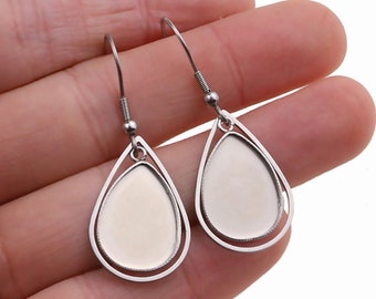 50pcs Stainless steel time gem bottom support 13x18mm drop bottom support DIY bottom support jewelry