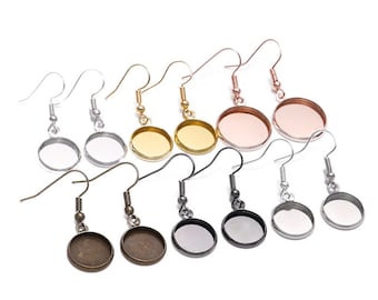 20pcs Brass plating Earrings Bezel Settings 8mm - 25mm Earring Blanks,Bezel earring Base, earring trays