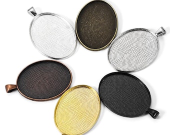 30x40mm Oval Pendant Trays-Large Oval Bezel Blanks-Bezel Tray Setting for Glass Cabochon-Make Pendant Necklace