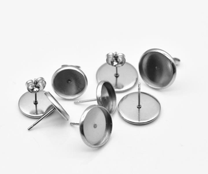 Silver Bezel Earring Blanks, Leverback Earring Findings, 12 mm Tray - –  Paper Dog Supply Co
