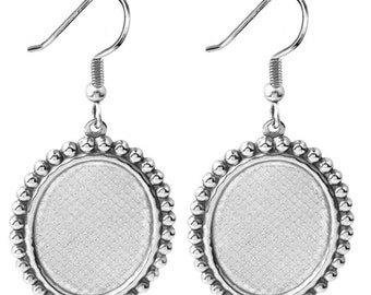 20pcs STAINLESS Steel 13x18mm/18x25mm French Earwires Hook With Oval Pad, Blank Oval Earwires Findings,Earring Finding 13x18mm/18x25mm Base