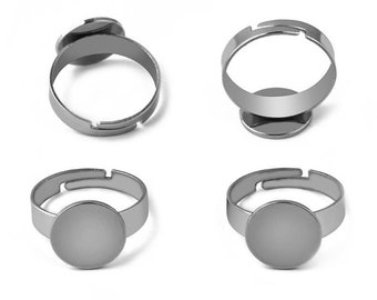 20pcs 8mm/10mm/12mm Stainless Steel Ring,Adjustable Ring Blanks,Stainless Steel Ring Base,Rings For Women, Hypoallergenic Cabochon Ring