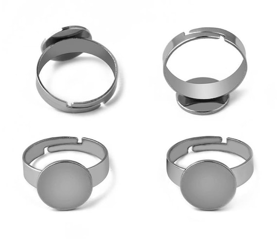 20pcs 8mm/10mm/12mm Stainless Steel Ring,Adjustable Ring Blanks,Stainless  Steel Ring Base,Rings For Women, Hypoallergenic Cabochon Ring