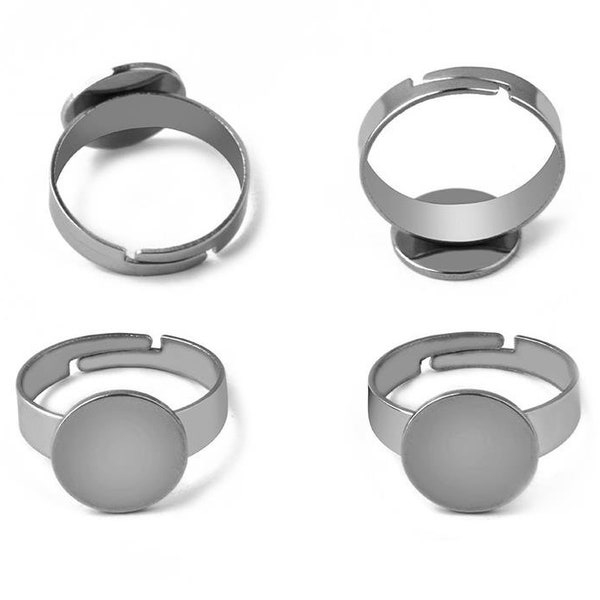 20pcs 8mm/10mm/12mm Stainless Steel Ring,Adjustable Ring Blanks,Stainless Steel Ring Base,Rings For Women, Hypoallergenic Cabochon Ring