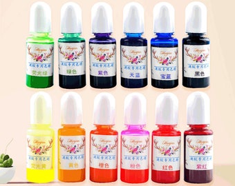 UV Resin Pigment，Epoxy Pigment 13 Colors Epoxy Resin Dye, DIY Liquid Epoxy Resin Color Pigment, Translucent Resin Colorant