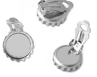 Stainless Steel Ear Clips Fit 12mm 15mm 20mm Glass Cabochon Cameo Tray Settings Earring Blank Base Supplies for Jewelry