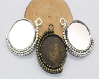 Rotation Cabochon Bezels Revolving Pendant Trays Double sided Spinning Cameo Base Paramètres 25mm DIY Blank Necklace Pendant