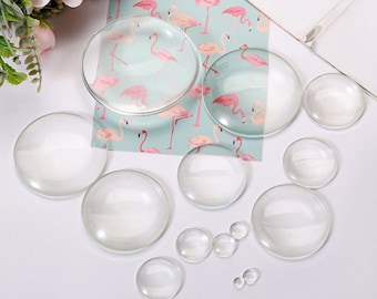 Pode incluir: Conjunto de cabochões de vidro transparente em vários tamanhos, perfeitos para artesanato e fabricação de joias.