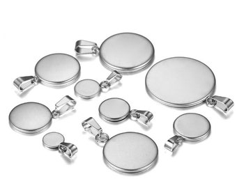 10pcs Stainless Steel Blanks Pendant Base Settings Cabochon Round 6mm -30mm Bezel Trays Jewellery Making Supplies