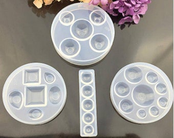 1pcs Silicone Mold round Square drop group Resin Silicone Mould Jewelry Making epoxy resin molds Food-grade Epoxy Silicone