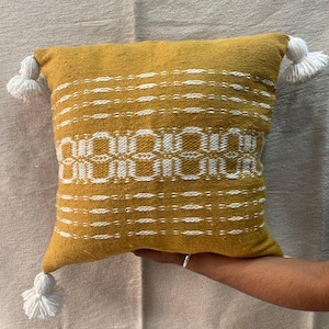 Handwoven Moroccan Pillow Berber Design with Tassels - Multiple Colors (Beige, Blue, Pink, Terracotta, mustard, black and white)