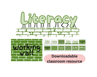 Literacy Working Wall Green Display Lettering for Classroom