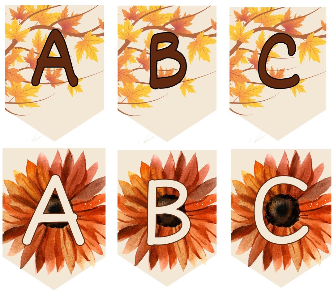 Autumnal Bunting With Upper and Lower Case Letters (displays, Parties ...