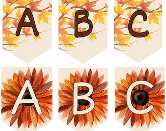 Autumnal Bunting with Upper and Lower case letters (Displays, parties, etc...)