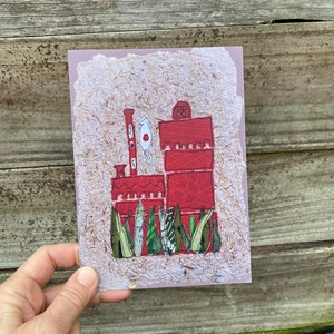 Cartão postal de Durham NC, American Tobacco Campus em uma impressão 5x7 de arte original. Cartão de volta às aulas para aluno da Duke, aluno da NCCU, história da L&M