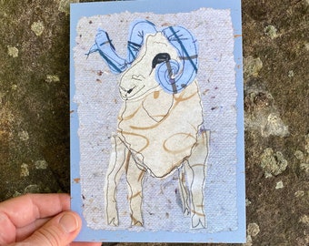 Postal de la mascota UNC Rameses, arte de fanático de Tarheel, tarjeta de anuncio de graduación única