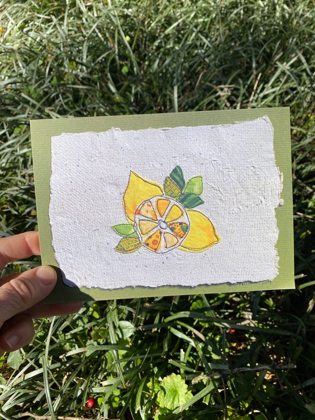 Zitronen Karte. 13x18 Postkarte eines originalen Mixed Media Kunstwerks ...