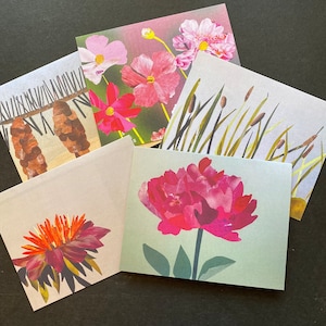 Salutations nature, cartes pour notes vierges uniques en leur genre, représentant un collage de papier apaisant. Jeu de 5 cartes toutes occasions, cadeau pour naturalistes.
