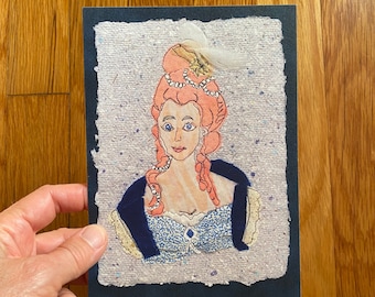 Marie Antoinette postcard — 5x7 print of original mixed media art. Perfect card for princesses, birthday girls, francophiles, historians.
