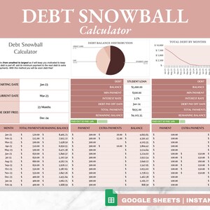 Debt Snowball Spreadsheet für Google Sheets, Debt Tracker, Debt Snowball Calculator, Debt Payoff Tracker, Debt Payoff Tracker, Debt Planner