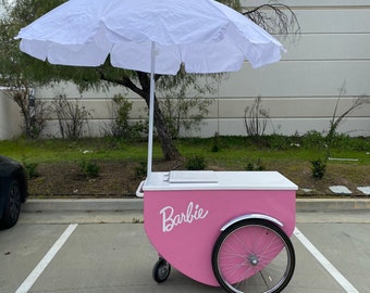 PINK COOLER CART  Ice Cream Barbie Cart Catering Party Carts Barbie Push Cart Drink  Carts Party Barbie Ice Cream Cart Party Drink Carts