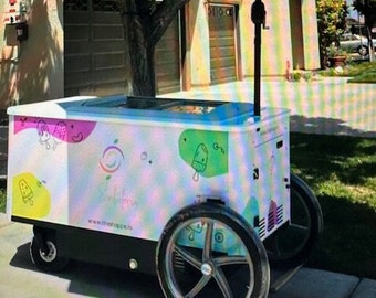 GELATO FREEZER CART 8.2 cf Cart Gourmet Ice Cream Cart Freezer Fridge Push Carts Electric Push Cart Ice Cream Gelato Electric Freezer Cart