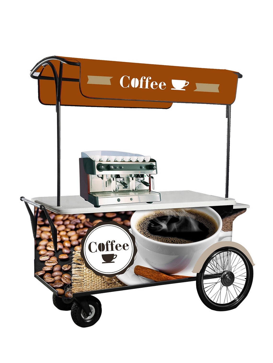 GOURMET COFFEE CART Mobile Cart Coffee Stand, Espresso Cart Catering