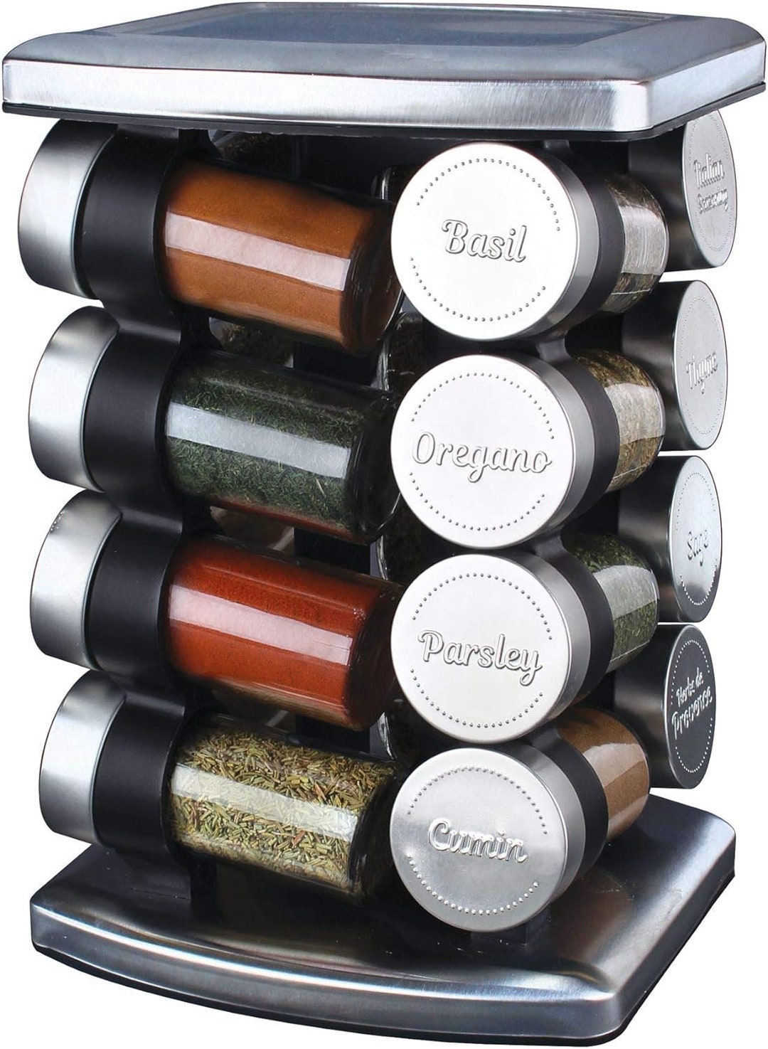 SPICE RACK CAROUSEL Revolving Spice Rack W/ 16 3 Oz Spice Jars 10h