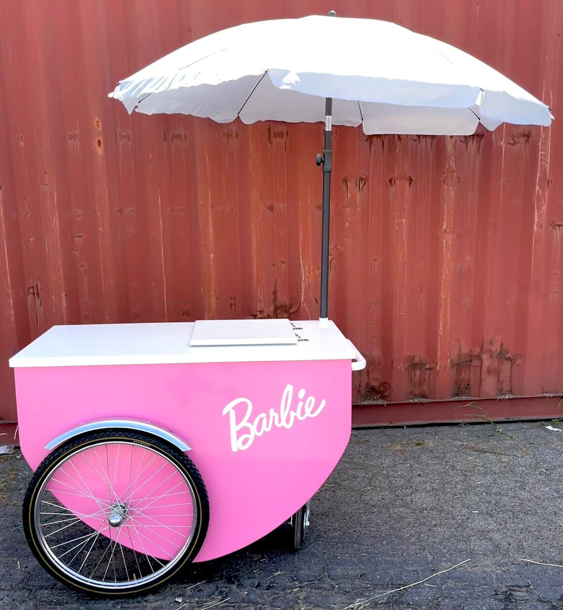 PINK COOLER CART Ice Cream Barbie Cart Catering Party Carts Barbie Push
