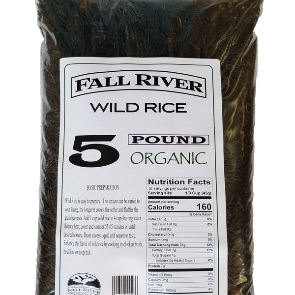 Organic Wild Rice Natural ORGANIC WILD RICE Bulk 5 Lbs Bulk Organic Wild Rice Bulk First  Quality Wild Rice Arroz Salvaje Organico 5 Lbs