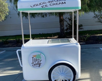 DELUXE FREEZER CART Ice Cream Cart Freezer Mobile Branding Cart Street Vendor Cart Scooped Ice Cream Branding Mobile Ice Cream Tubs Cart