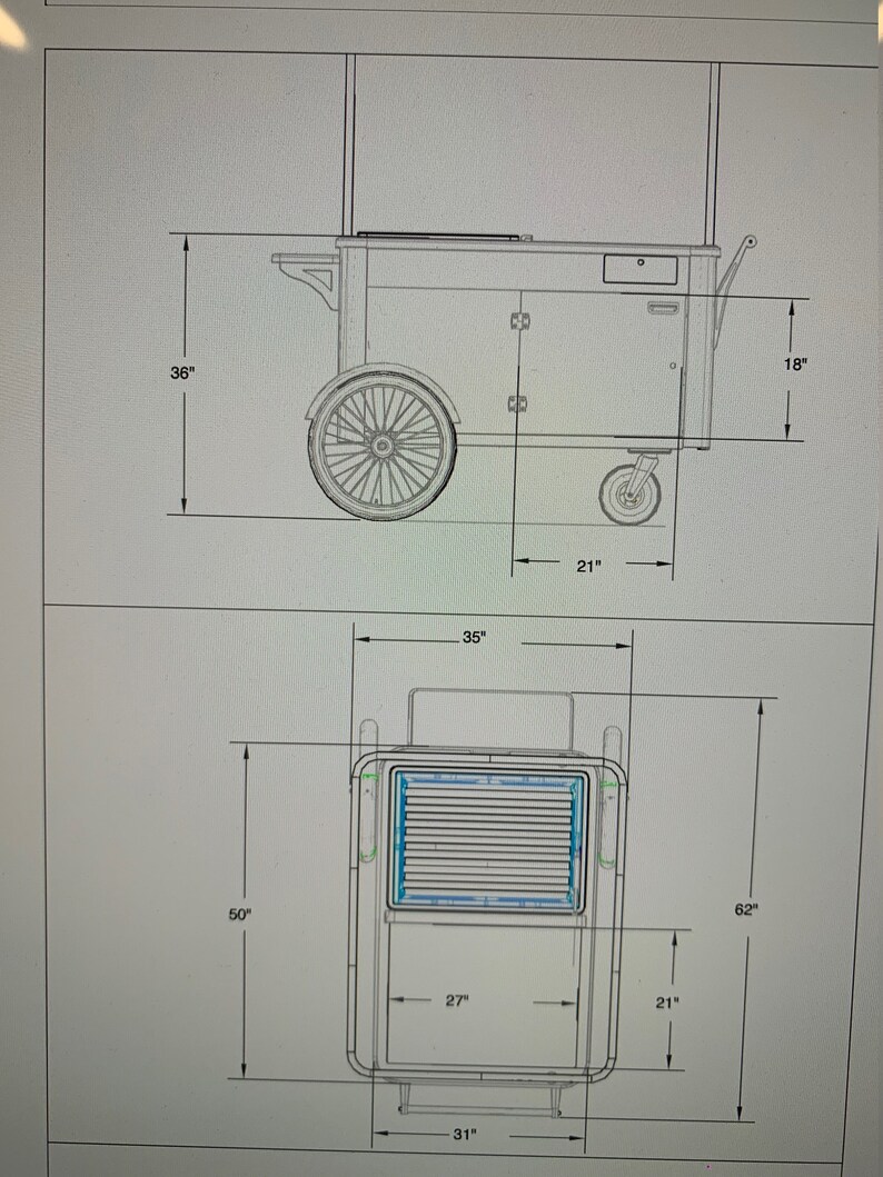 GOURMET COOLER CART, Gourmet Ice Cream Push Cart Cooler Cart Fruit